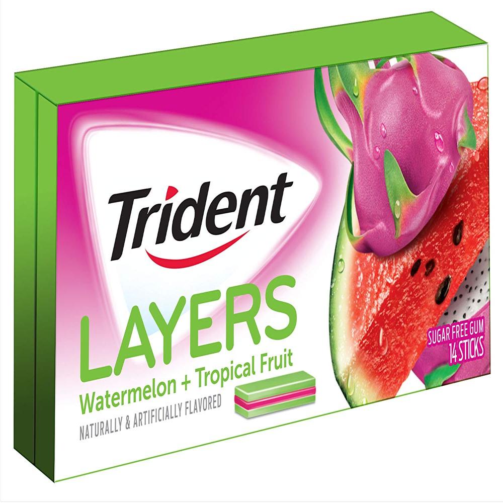 Trident Layers Watermelon & Tropical Fruit 14 Piece Pack